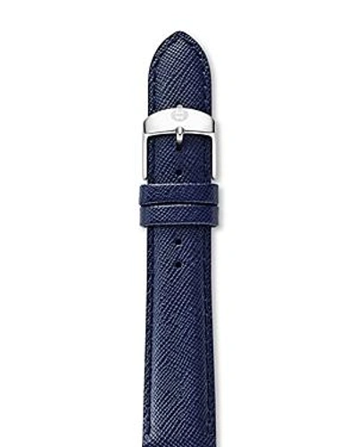 Shop Michele Saffiano Leather Watch Strap, 16mm In Navy