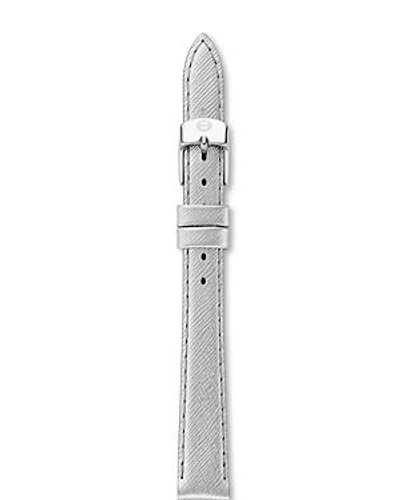 Shop Michele Saffiano Leather Watch Strap, 12-18mm In Silver