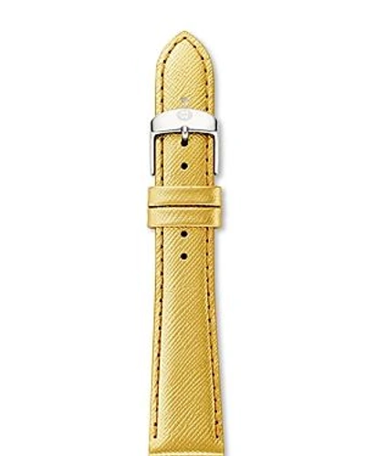 Shop Michele Saffiano Leather Watch Strap, 18mm In Gold