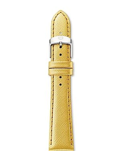 Shop Michele Saffiano Leather Watch Strap, 16mm In Gold