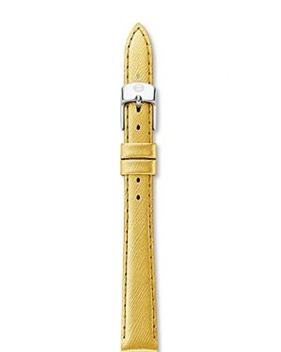 Shop Michele Saffiano Leather Watch Strap, 12-18mm In Gold