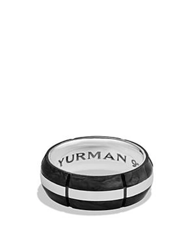 Shop David Yurman Forged Carbon Band Ring In Silver/black