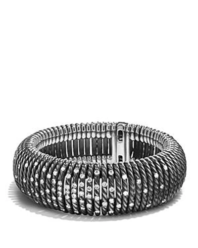 Shop David Yurman Tempo Bracelet With Diamonds In Black/silver