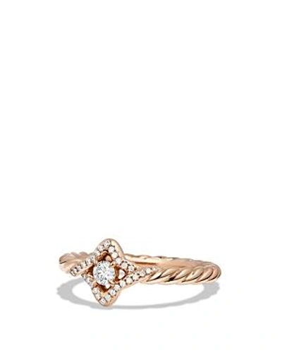 Shop David Yurman Venetian Quatrefoil Ring With Diamonds In 18k Rose Gold