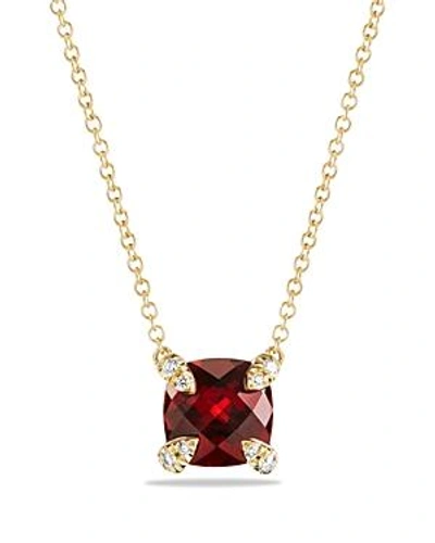 Shop David Yurman Chatelaine Pendant Necklace With Garnet And Diamonds In 18k Gold In Red/gold