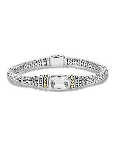 Shop Lagos 18k Gold And Sterling Silver Caviar Color Bracelet With White Topaz