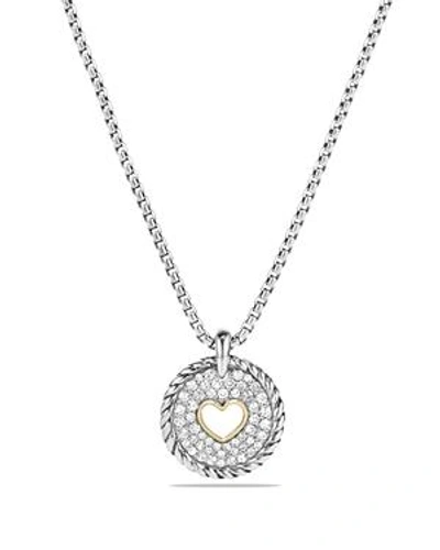 Shop David Yurman Cable Collectibles Heart Charm Necklace With Diamonds With 18k Gold