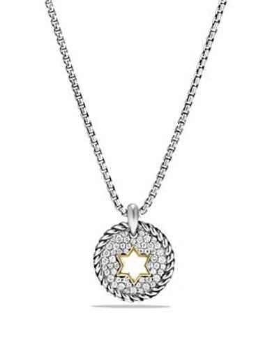Shop David Yurman Cable Collectibles Star Of David Charm Necklace With Diamonds With 18k Gold In White/gold