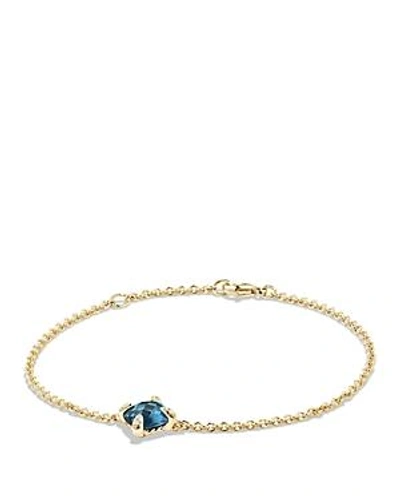 Shop David Yurman Chatelaine Bracelet With Hampton Blue Topaz And Diamonds In 18k Gold In Blue/gold