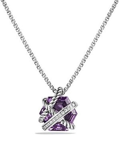 David Yurman Petite Cable Wrap Necklace With Amethyst And Diamonds In Amethyst