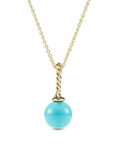 Shop David Yurman Solari Pendant With Turquoise In 18k Gold In Blue/gold