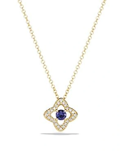 Shop David Yurman Venetian Quatrefoil Necklace With Tanzanite And Diamonds In 18k Gold In Multi/gold