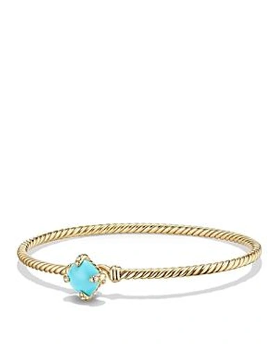 Shop David Yurman Chatelaine Bracelet With Turquoise And Diamonds In 18k Gold In Blue/gold