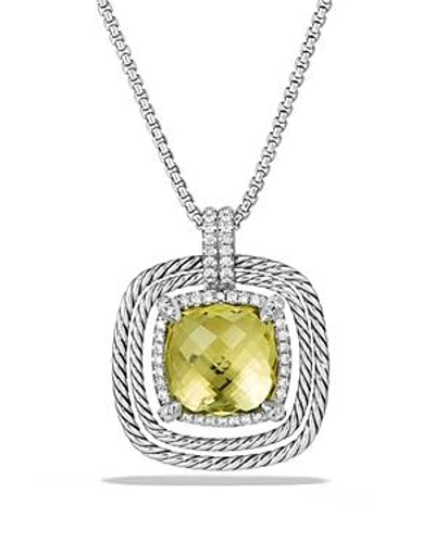 Shop David Yurman Chatelaine Pave Bezel Necklace With Lemon Citrine And Diamonds In Yellow/silver