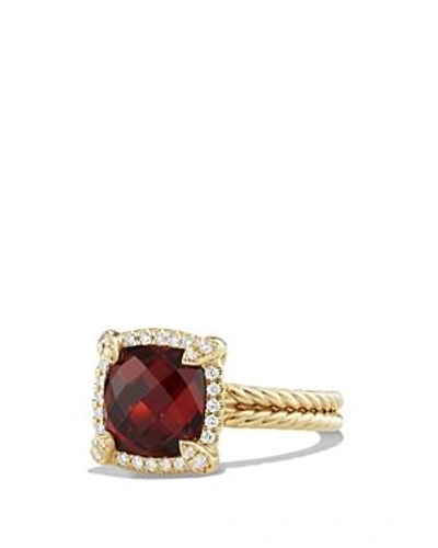 Shop David Yurman Chatelaine Pave Bezel Ring With Garnet And Diamonds In 18k Gold In Red/white
