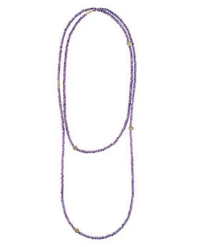 Shop Lagos 18k Gold And Amethyst Single Strand Caviar Icon Station Necklace, 34