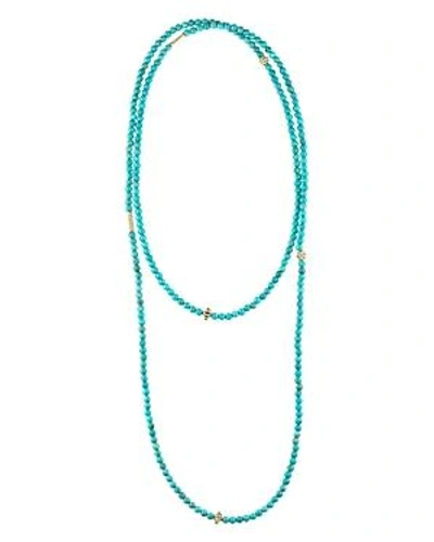 Shop Lagos 18k Gold And Turquoise Single Strand Caviar Icon Station Necklace, 34"