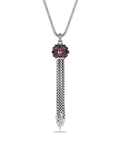 Shop David Yurman Osetra Tassel Necklace With Rhodalite Garnet In Pink/silver