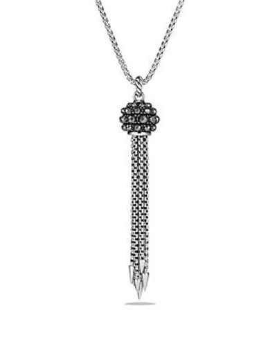 Shop David Yurman Osetra Tassel Necklace With Hematine In Black/silver
