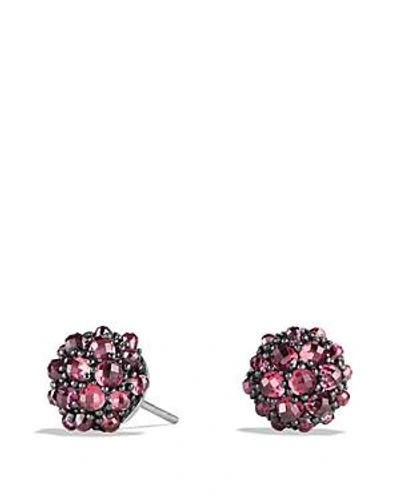 Shop David Yurman Cable Berries Stud Earrings With Rhodalite Garnet In Pink/black