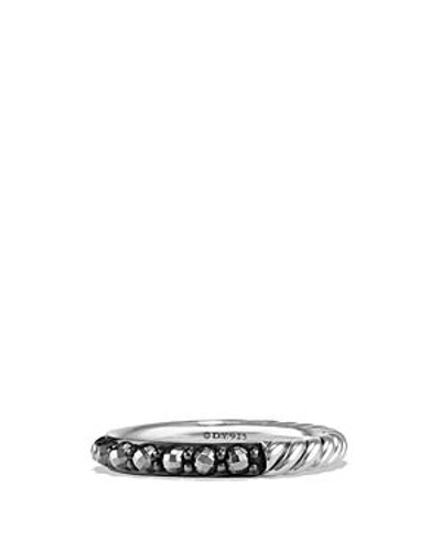 Shop David Yurman Cable Berries Band Ring With Hematine In Black/silver