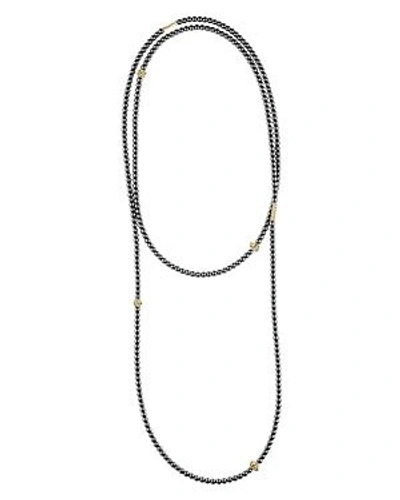 Shop Lagos 18k Gold And Hematite Single Strand Caviar Icon Station Necklace, 34