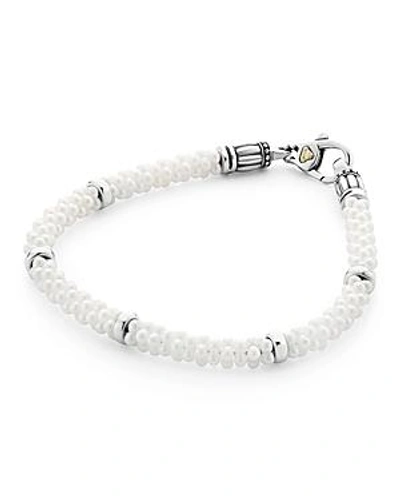 Shop Lagos Sterling Silver White Caviar Bracelet In White/silver