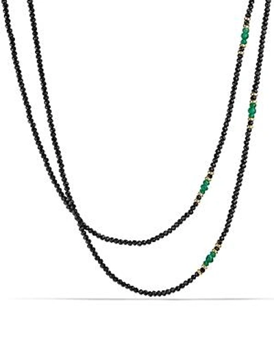 Shop David Yurman Osetra Tweejoux Necklace With Black Spinel, Green Onyx And 18k Gold In Green/black