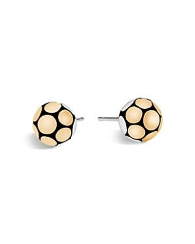 Shop John Hardy Sterling Silver And 18k Bonded Gold Dot Medium Ball Earrings In Silver/gold