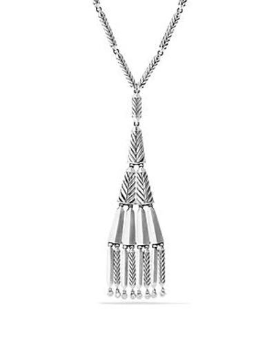 Shop David Yurman Stax Fringe Necklace With Diamonds In White/silver