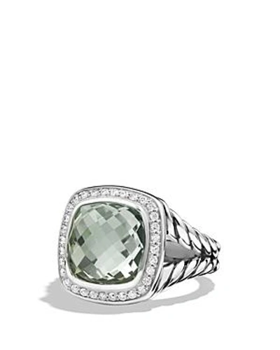 Shop David Yurman Albion Ring With Prasiolite And Diamonds In Grey/silver