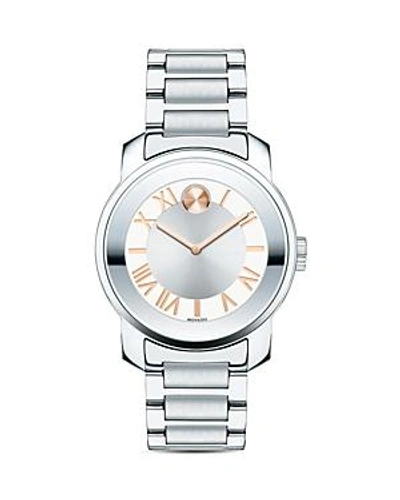 Shop Movado Bold Mirror Finish Bezel Watch, 32mm In Silver/rose