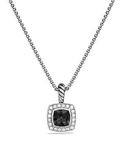Shop David Yurman Petite Albion Pendant With Black Onyx And Diamonds On Chain, 17 In Silver