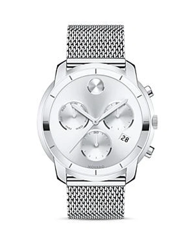 Shop Movado Stainless Steel Mesh Bracelet Chronograph, 44mm In Silver