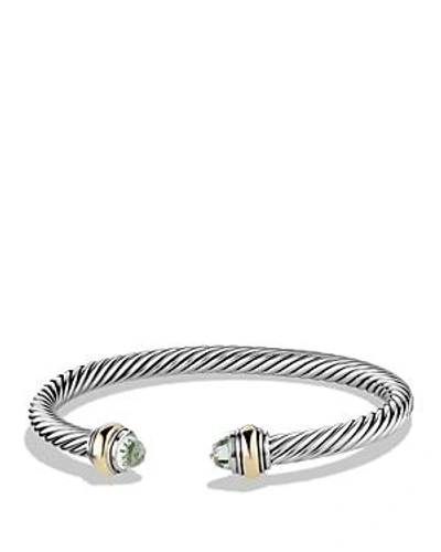 Shop David Yurman Cable Classics Bracelet With Prasiolite In Silver/gold