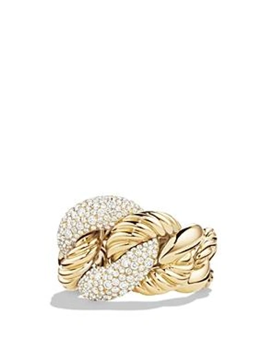 Shop David Yurman Belmont Curb Link Ring With Diamonds In 18k Gold