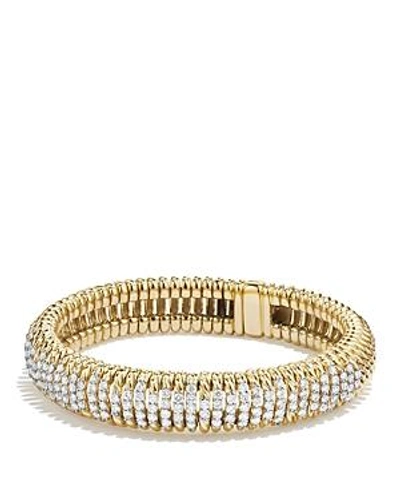 Shop David Yurman Tempo Bracelet With Diamonds In 18k Gold