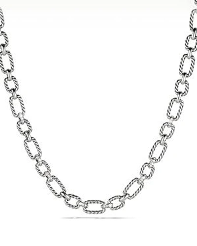 Shop David Yurman Cushion Chain Link Necklace With Diamonds In Silver