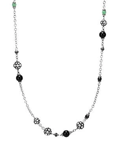 Shop John Hardy Sterling Silver Dot Station Necklace With Black Spinel, Black Sapphire And Obsidian, 36 In Black/silver