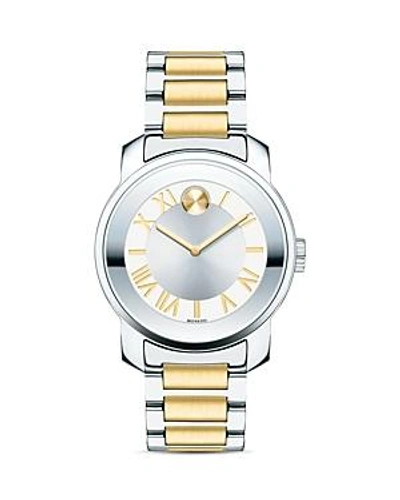 Shop Movado Bold Two-tone Mirror Finish Bezel Watch, 32mm In Silver/gold