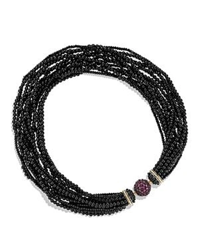 Shop David Yurman Osetra Statement Necklace With Rhodalite Garnet, Black Onyx And 18k Gold In Black/garnet
