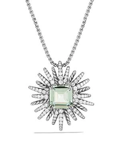 Shop David Yurman Starburst Necklace With Diamonds And Prasiolite In Sterling Silver, 38.5 In Green/silver