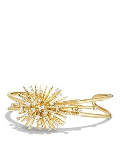 Shop David Yurman Supernova Cuff Bracelet With Diamonds In 18k Gold In White/gold
