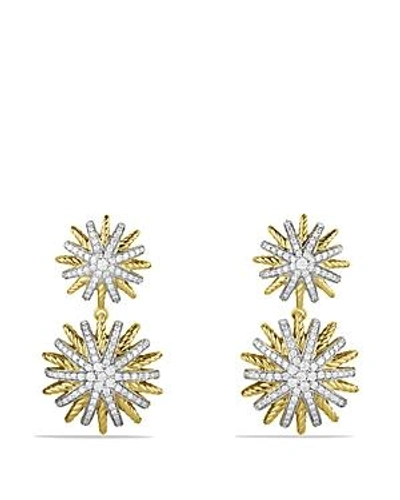 Shop David Yurman Starburst Double-drop Earrings With Diamonds In Gold In Yellow Gold