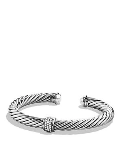 Shop David Yurman Cable Classics Bracelet With Diamonds & White Gold In White Diamonds