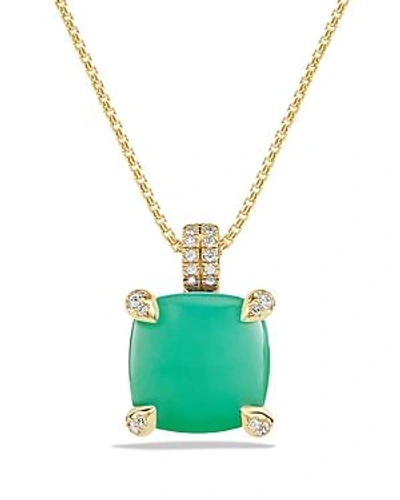 Shop David Yurman Chatelaine Pendant Necklace With Chrysoprase And Diamonds In 18k Gold In Green/gold