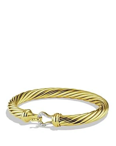 Shop David Yurman Cable Buckle Bracelet With Diamonds And Gold In Yellow Gold