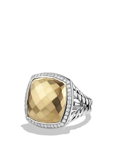 Shop David Yurman Albion Ring With Diamonds And Gold In Silver/champagne