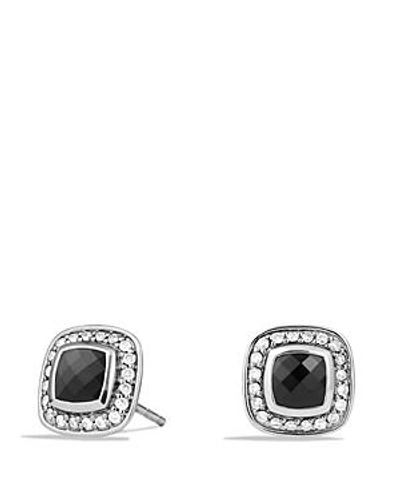 Shop David Yurman Petite Albion Earrings With Black Onyx And Diamonds In Silver/black