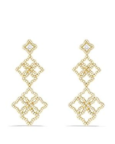 Shop David Yurman Venetian Quatrefoil Cluster Earrings With Diamonds In Gold In Gold/white